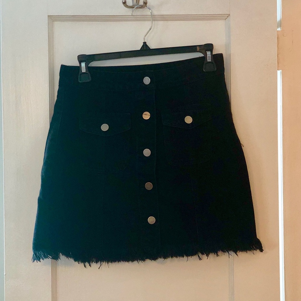 NWOT Trendy Black Jean Skirt with Front Buttons